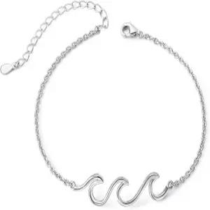 여성 웨이브 발찌 S925 스털링 실버 조절 불가사리 레이어드 오션 비치 발목 발 팔찌