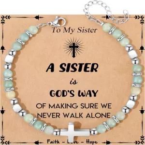 조이쿠프 기독교 선물 여성 크로스 팔찌 신앙 부활절 가톨릭 종교 주얼리 의미 있는 세례 성찬식 천연 구슬