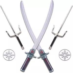 Kangaroo 용 닌자 장난감 칼 6개 별 키트 - 카타나 검 남아 여아용 플라스틱 무기 코스튬 코스프레