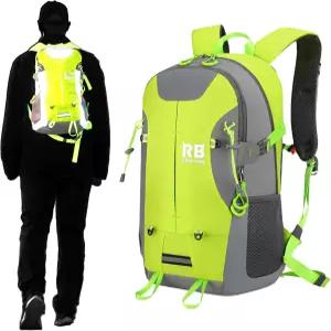 반사형 오토바이 백팩 u2013 하이 비즈 EDC 통근 가방 헬멧 홀더 노트북 수납 공간 통풍 백 어반 기어(녹색