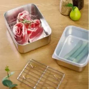 뚜껑 스텐 밀폐용기 채망 세트 소형 스텐바트 밧드 (WFK8USW)