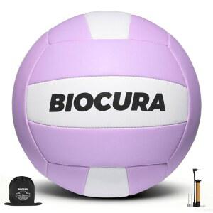 비오쿠라 소프트 배구공, 내구성이 뛰어난 PU 가죽, 비치 게임 체육관 훈련용 방수 실내 청소년 초보자를 위한 가벼운 배구공 선물, 펌프 포함 (공식 사이즈 5)