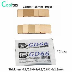 노트북용 구리 심 방열판 열 패드 시트 GPU CPU VGA 칩 전자 부품 방열 15x15mm 10개