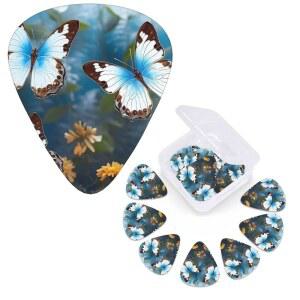 기타 베이스용 12팩 3가지 두께 선택 수납 상자 포함 아름다운 나비 플렉트럼 전기 우쿨렐레 액세서리 4Pcs 0.46mm 0.71mm 0.96mm