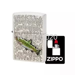  카지카와 지포 빈티지 칠보 메탈 오일라이터 브룩트라웃 수집용 한정 일본구매대행