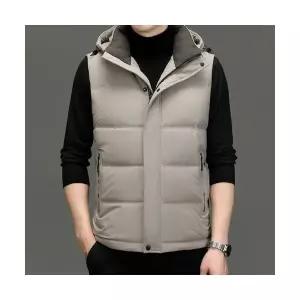 남자 활용도 만점 조끼 캐쥬얼 겨울 보온 후드 화이트 오리털 캐주얼 패딩 M스포4