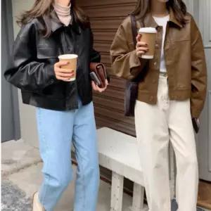 레더자켓 가죽점퍼 오버핏 라이더 가을 아우터 여성 힙한