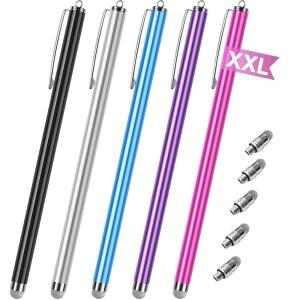 [미국배송] 터치스크린용 스타일러스 펜 [롱 본체 5팩] 섬유 메쉬 팁 고감도 및 아이패드호환 아이폰호환 ANDROID 태블릿 노트북 MICROSOFT SURFACE CHROMEBOOK에 호환되는 파인 포인트 정전식