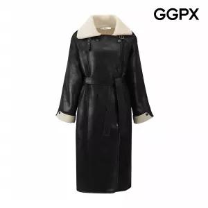 [AK수원점]  안감 덤블 배색 롱 스트랩 스웨이드 코트 (GPCCT011F)