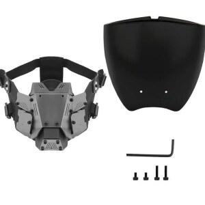 QJYZHAN 펑크 헬멧 하프 페이스 마스크 / 테크웨어 기계식 코스프레 사무라이 혼 할로윈 파티 쿨플레이 선물