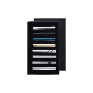 남성용 EvMasaLQ 8Pcs 타이 클립, 블랙 골드 블루 실버 바 클립 세트 일반용, 클립은 아버지와 연인을 위한 선물로 결혼식 비즈니스 선물에 적합합니다