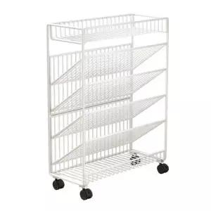 모던 책 이동식 트롤리 선반 교실 6단 화이트 그리드