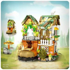 어린이를위한 크리 에이 티브 귀여운 꽃 건설 장식 홈 메이드 모델 DIY 빌딩 블록 장난감 조립 장난감 크리스마스 선물