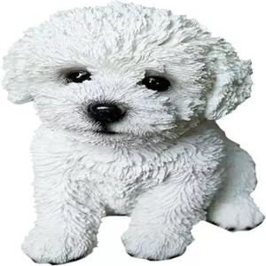 PTAHAN 비숑 프리즈 몰티즈 개 동상 야외 - 반려동물 애호가 레진 가든 장식 5.9x4.3x6.3인치 내후 피규어