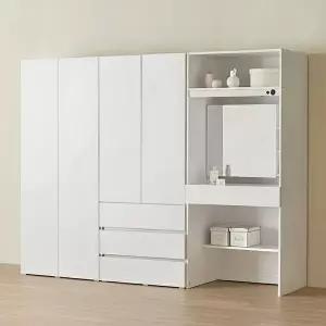 [아씨방가구]마일 터치 싱글+3단 서랍+화장대 옷장 세트 2400