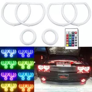 호환  코튼 RGB 헤드라이트 링 닷지 챌린저 2008 2014 DRL LED 엔젤 아이 램프용
