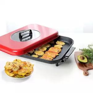 와이드 사각잔치팬 5단계 불꽃없는 전기팬 명절 집들이 구이 볶음 만능 다용도 멀티팬