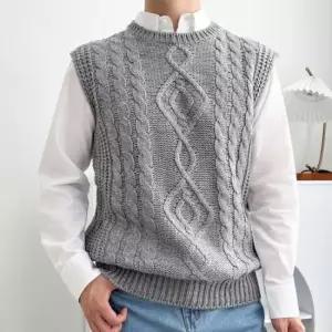 [라일리의류] Rly 니트조끼 조끼 남성상의 짜임 포인트 꽈배기니트  44240011)