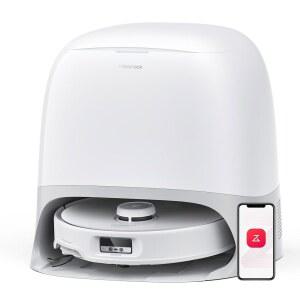 로보락 큐레보 커브 로봇 진공 청소기 및 걸레, 18,500Pa 흡입, 제로 엉킴, 어댑티브 트 섀시, 플렉시암 기술, 온수 걸레 세척 독 셀프 청소, 장애물 인식 기능