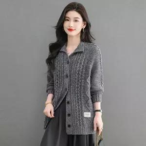 여성가디건 가을겨울 숄카라 버튼 하프 니트 가디건 심플 스웨터 코트 트렌드 심쿵해외구매
