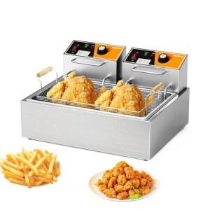 전기 딥 프라이어 3400W 핫 22.6QT/24L 상업용 3개, 레스토랑용 카운터탑 오일 원터치 스위치 및 온도 조절 기능이 있는 가정용 주방