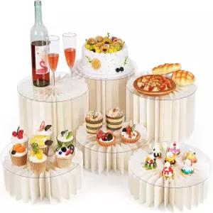 펜플리 뷔페 라이저 6개 테이블용 푸드 파티 라이저용 화이트 디스플레이 쇼 케이터링 디저트 음식 주얼리