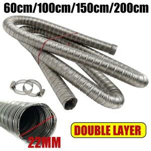 60-200cm 22mm 이중층 배기 파이프 공기 디젤 주차 히터 스테인리스 스틸 튜브 가스 벤트 호스 (자동차 RV 카라반 캠핑카용)