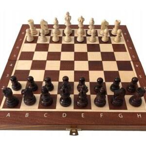 [미국배송] 35 X 34.5CM 부드러운 캔버스 안감으로 휴대용 케이스로 변신하는 피규어와 옻칠 접이식 보드가 있는 마제라 완성 베니어 우드 체스 세트