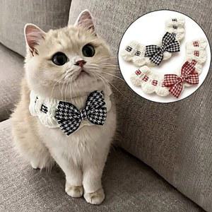 강아지 스카프 고양이 케이프 귀여운 턱받이 리본 목걸이 소형견 레이스 크로셰