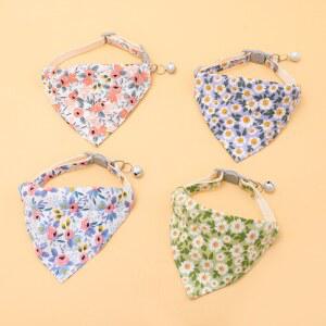 강아지 스카프 고양이 케이프 조절가능한 귀여운 패턴 턱받이 삼각 목걸이 꽃무늬