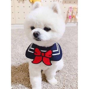 강아지 스카프 고양이 케이프 카라 귀여운 세일러 리본 두건 해군 목걸이 턱받이