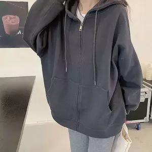 여성 오버핏 데일리 후드집업 무지 2컬러abc795