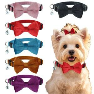 강아지 스카프 고양이 케이프 벨벳 나비 턱받이 넥타이 리본 목걸이 단색 조절가능한