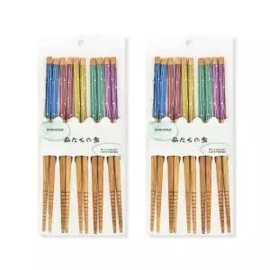 5P 젓가락 세트 일본식 2세트 도트 고급 대나무 (WFKAD45)