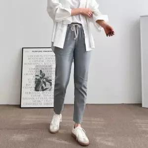 고품질 여자밴딩팬츠 여자아이스바지 9부 여자면바지 여 (WFKANHX)