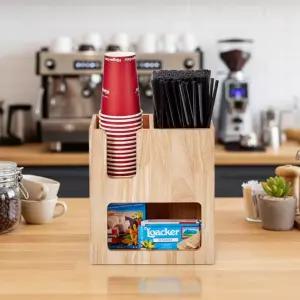 오리스타 우드 도노 2구 디스펜서 카페 수납 정리대 오거나이져 커피도구 진열대 탕비실