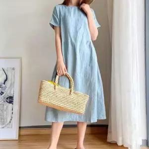 여름롱 쉬폰 데님 여성정장 반팔 원피스 미니 하객 나들이 블랙 체크 롱