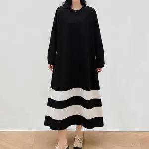 가을미니원피스 편한원피스 배색 결혼식원피스 패턴 롱 카라원피스