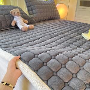 다미식  따뜻한 우유 벨벳 매트리스 토퍼 단단한 침대 시트 접이식  다다미 매트 미끄럼 방지 커버 더블 침