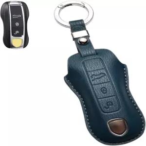 포르쉐용 WiiLemz 키 포브 커버 911 카이엔 파나메라 카레라 타이칸용 가죽 케이스 쉘 버튼 3개
