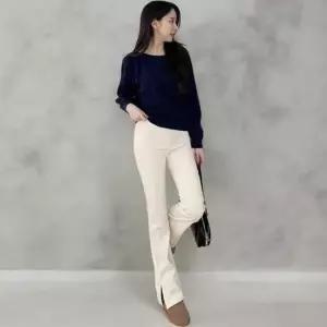 [다잇템] 여성 슬림핏 옆슬릿 나팔 하이웨스트 팬츠