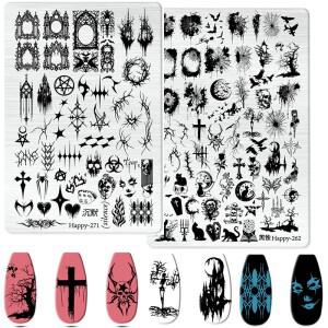 축제 할로윈 크리스마스 네일 스탬핑 플레이트 만화 캐릭터 진저브레드 스웨터 이미지 프린트 템플릿 매니