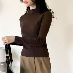 [하프클럽/]여자 가을겨울 데일리 베이직 슬림 골지 하이넥 긴팔티