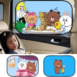귀여운 L-LINE F-FRIENDS 자동차 차양 여름 창 커버 필름 썬 스크린 베이비 사이드 윈도우 커튼 커튼 썬