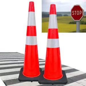 일체형 도로 안전 주차금지 칼라콘 안전콘 라바콘 PVC 대형 2개