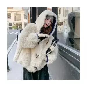 엘럽 여자 야구 점퍼 네이비 양면 후드 패딩 램스울 코트 겨울 쿨 기모 원템4