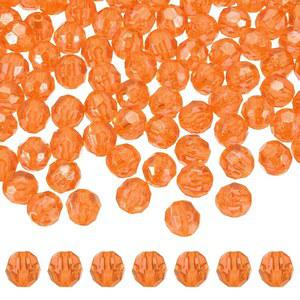메카닉시티 400pcs 체코 페이셜 바이코네 비즈 8mm 유리 스페이서 벌크 주얼리 제작 및 DIY 공예, 오렌지