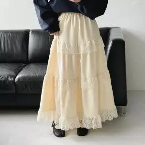 [다잇템][다잇템] 여자 캉캉치마 고무줄 임산부 큰사이즈 레이스 롱스커트_2