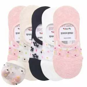 ksr 여성용 코스모스 발등메쉬 페이크삭스 랜덤 5켤레