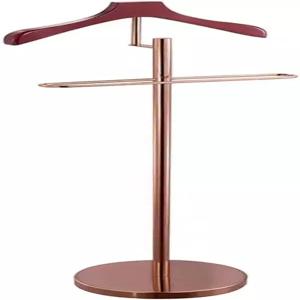 GXFWJD 디럭스 수트 발렛 스탠드 스테인리스 스틸 옷장 정리함 우드 컨투어 행거 바지 바 및 원형 베이스